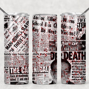 True Crime Wrap  for Sublimation Skinny Tumbler, Sublimation Tumbler Transfer Only, 20oz Straight, 30oz Straight,