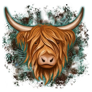 DTF/Sublimation Highland Cow Transfer, Ready to Press Sublimation Highland Cow Transfer, Fluffy Cow DTF, Hairy Cow Sublimation, Western Cow