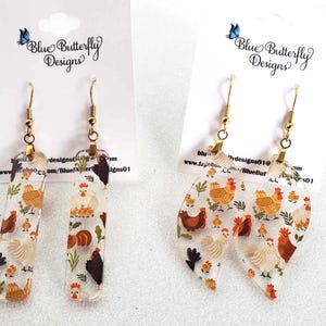 Transparent Acrylic Chicken Earrings: Laser Cut Hen and Chicks