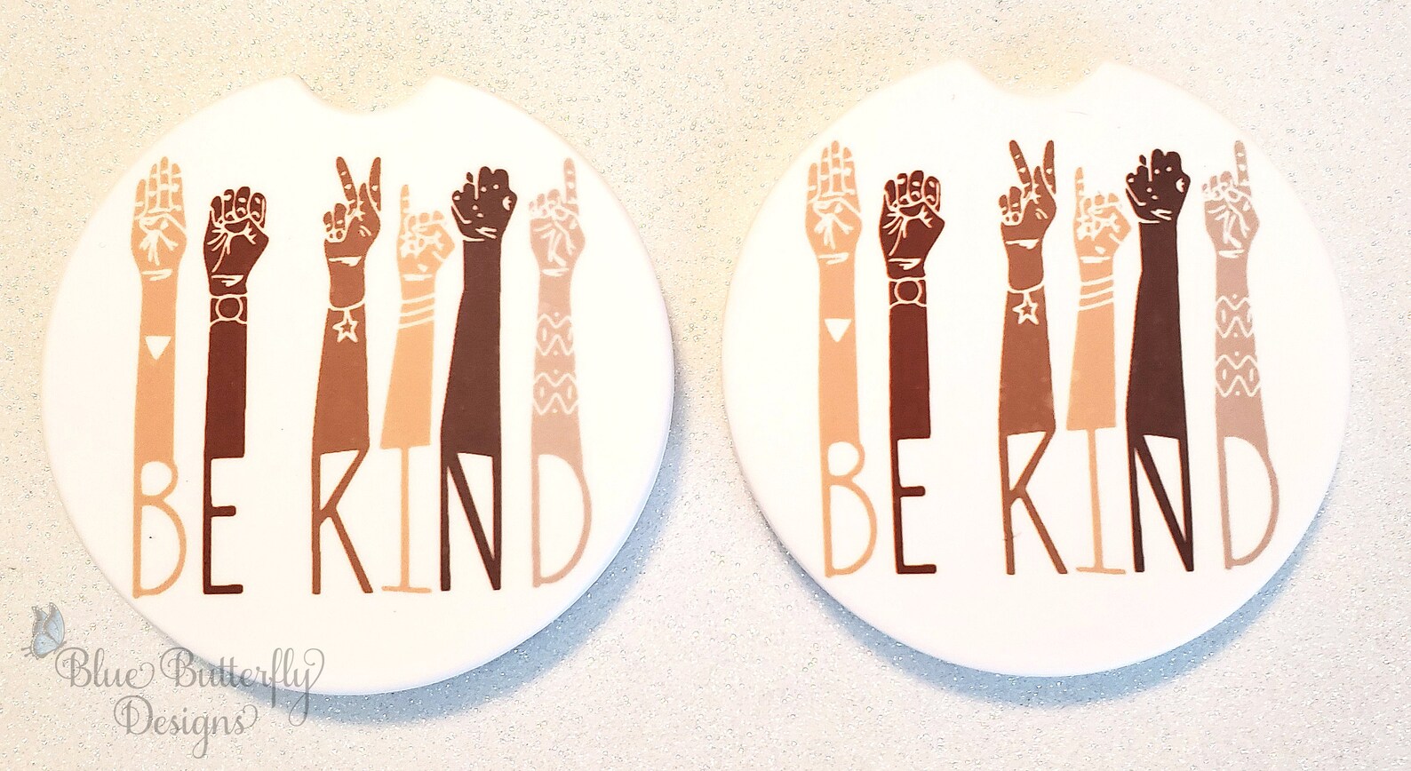 Sign Language 'be Kind' Car Coasters, Ceramic or Sandstone - Etsy