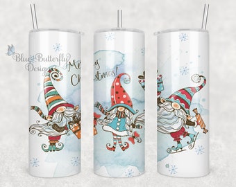 Gnome Merry Christmas2 for Sublimation Skinny Tumbler, Merry Christmas Gnome2 Sublimation Tumbler Transfer Only 20oz Straight 30oz Straight,