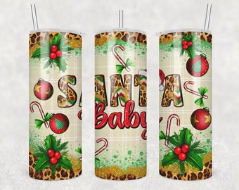 Santa Baby Wrap for Sublimation Skinny Tumbler,  Christmas Sublimation Transfer, Santa Sublimation Wrap, 20oz Straight 30oz Straight, CF