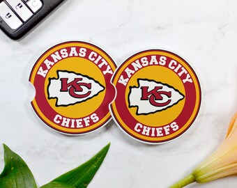 Kansas City Chiefs Car Coasters, Chiefs Car Coasters, KC Chiefs Car Coasters, Champs Car Coasters, Ceramic Car Coasters, Custom Car Coasters