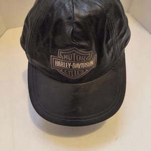 Vintage Leather Harley Davidson Cap Hat - Etsy
