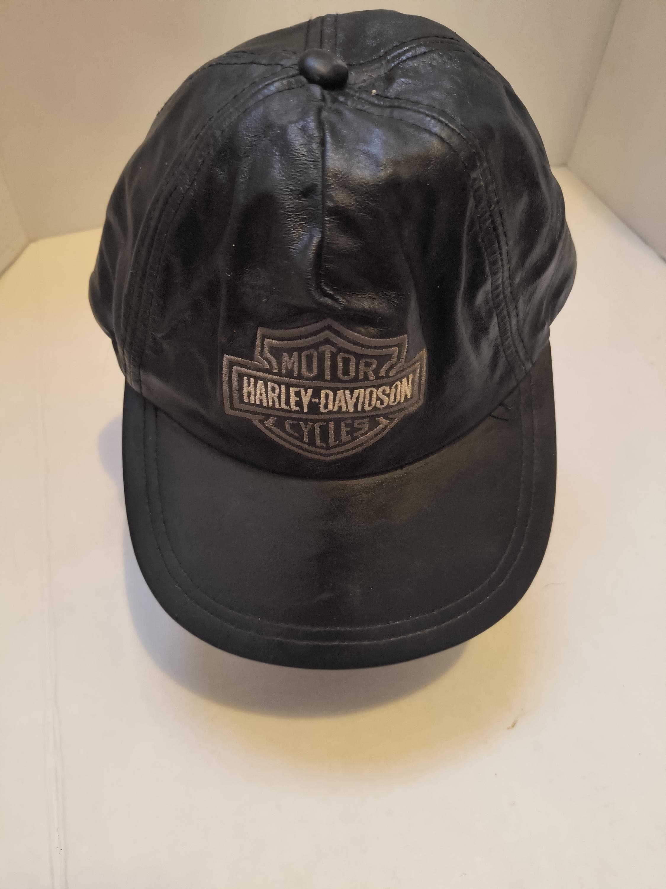 Vintage Leather Harley Davidson Cap Hat - Etsy