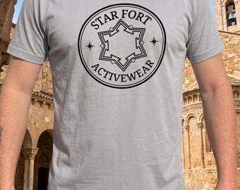 Star Fort Activewear soft cotton Tshirt, mens. one of a kind design for alt-history enthusiasts.