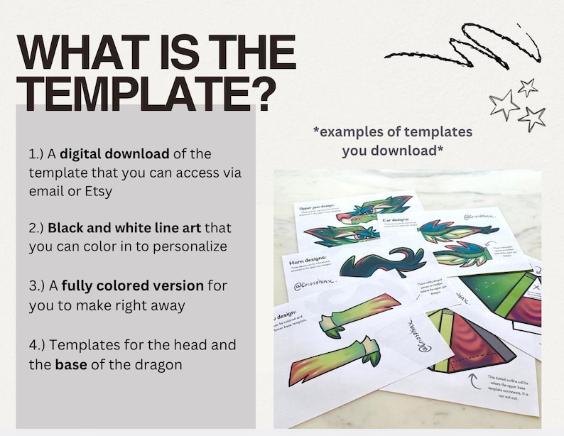 Paper Dragon Puppet TEMPLATES // “holly” - Etsy