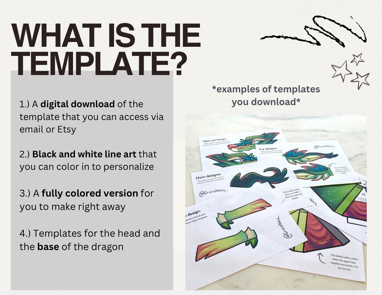 Paper Dragon Puppet TEMPLATES // “holly” - Etsy