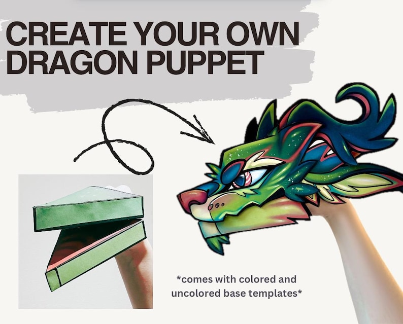 Paper Dragon Puppet TEMPLATES // “holly” - Etsy