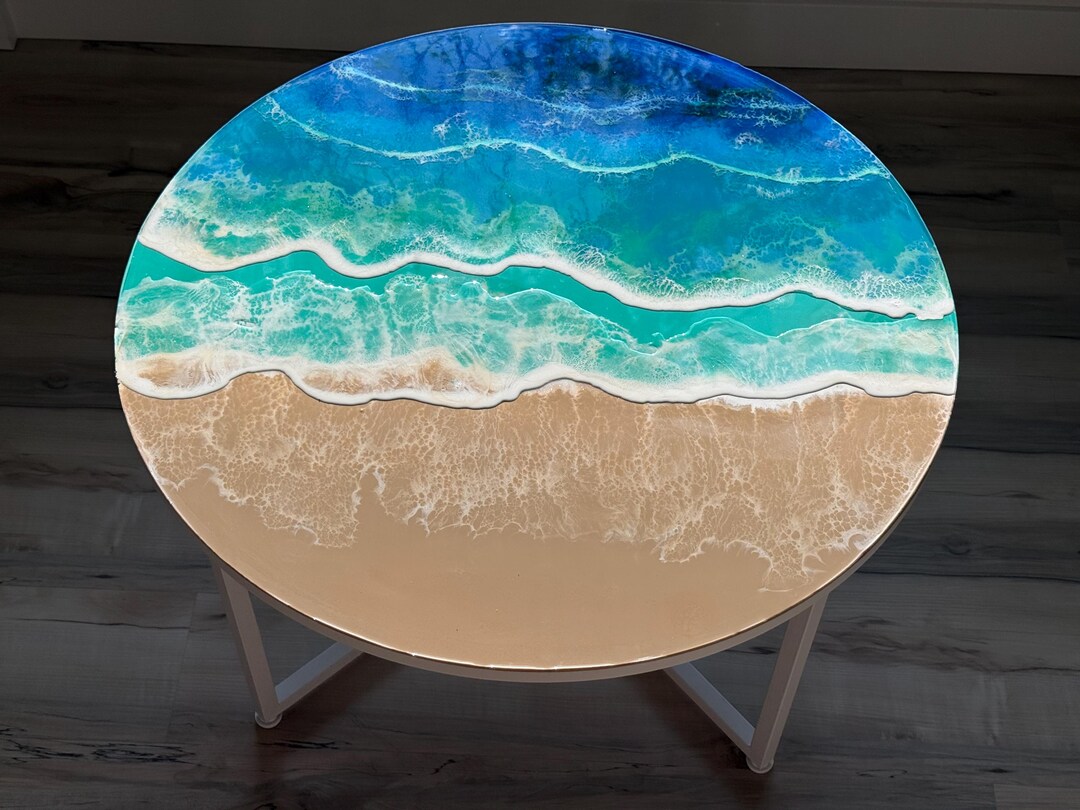 Handmade Ocean Wave Coffee Table | Epoxy Resin - Night Glow | Coastal ...