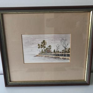 Original Framed Watercolour Painting of Australian Coastal Beach Scene