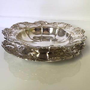 Set di ciotola e piatto decorativi vintage placcati in argento di Atlanta Ware