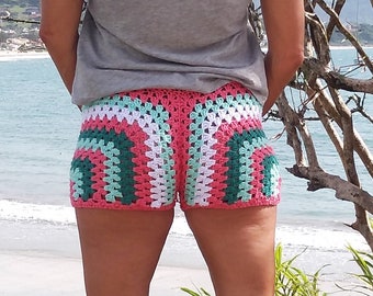 crochet SHORT granny crochet pattern - S, M, L & more sizes how to - Easy worsted FAST trendy short summer crochet outfit crocheting pants