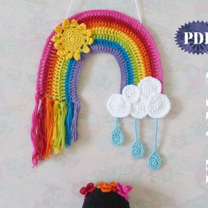 CROCHET PATTERN Rainbow Applique easy crochet applique crochet pattern decor, accessory, scrapbook, baby cloth , maternity door, wall hang image 1