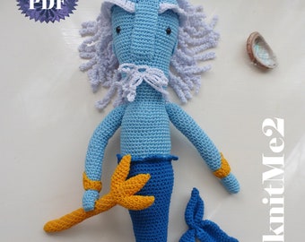 Amigurumi Crochet Pattern Neptune Toy - for boys crochet amigurumis Poseidon Toy - PHOTO tutorial Crochet Doll Ocean King crochet Pattern