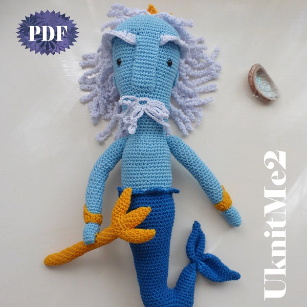 Amigurumi Crochet Pattern Neptune Toy - for boys crochet amigurumis Poseidon Toy - PHOTO tutorial Crochet Doll Ocean King crochet Pattern