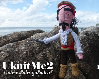 Pirate Crochet pattern amigurumi doll - Boy Amigurumi  Toy Doll Crochet PHOTO tutorial Amigurumis Pattern sailor brave Pirates easy crochet