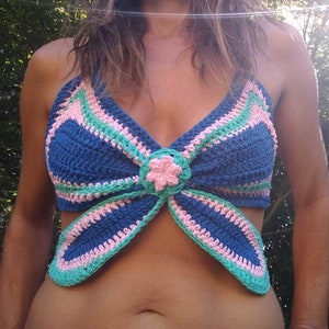 Crochet Top Butterfly Pattern - Bustier Crochet Pattern summer pattern music festival boho hippie chic crochet butterfly bralette