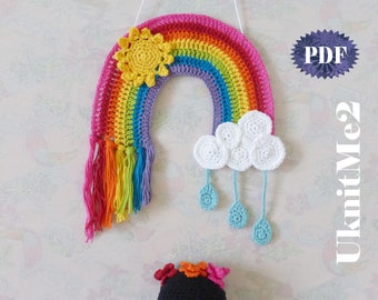 CROCHET PATTERN Rainbow Applique - easy crochet applique crochet pattern decor, accessory, scrapbook, baby cloth , maternity door, wall hang