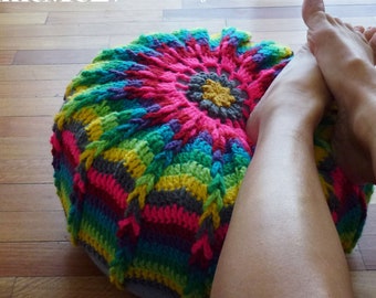 CROCHET PATTERN Pillow Crochet Pouf Mandala Crochet Pattern, ottoman & hoop wall hanging photo tutorial mandala crochet round floor cushion