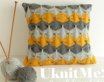 knit PILLOW PATTERN Knitting decorative Pillow pattern Geometric cushion Photo tutorial pillow cover knit pattern knitting handmade bedding