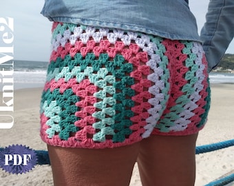 Granny SHORTS crochet pattern - S, M, L & more sizes how to - Easy worsted FAST trendy short summer crochet granny outfit crocheting pants