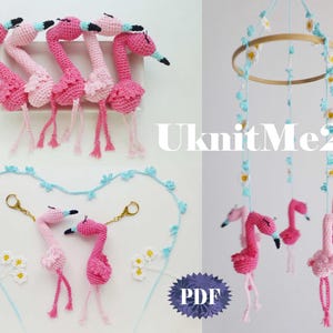 Crochet Mobile Flamingo Crochet Pattern - keychain, amigurumi, favor, baby  easy crochet - decor newborn, baby shower, birthday girls party