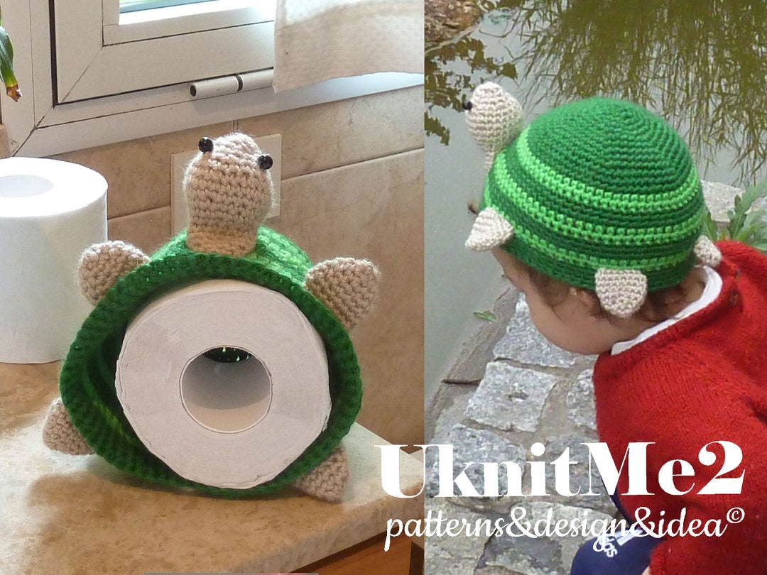 CROCHET PATTERN Toilet Paper Cover/hat Turtle Bathroom Decor/beanie