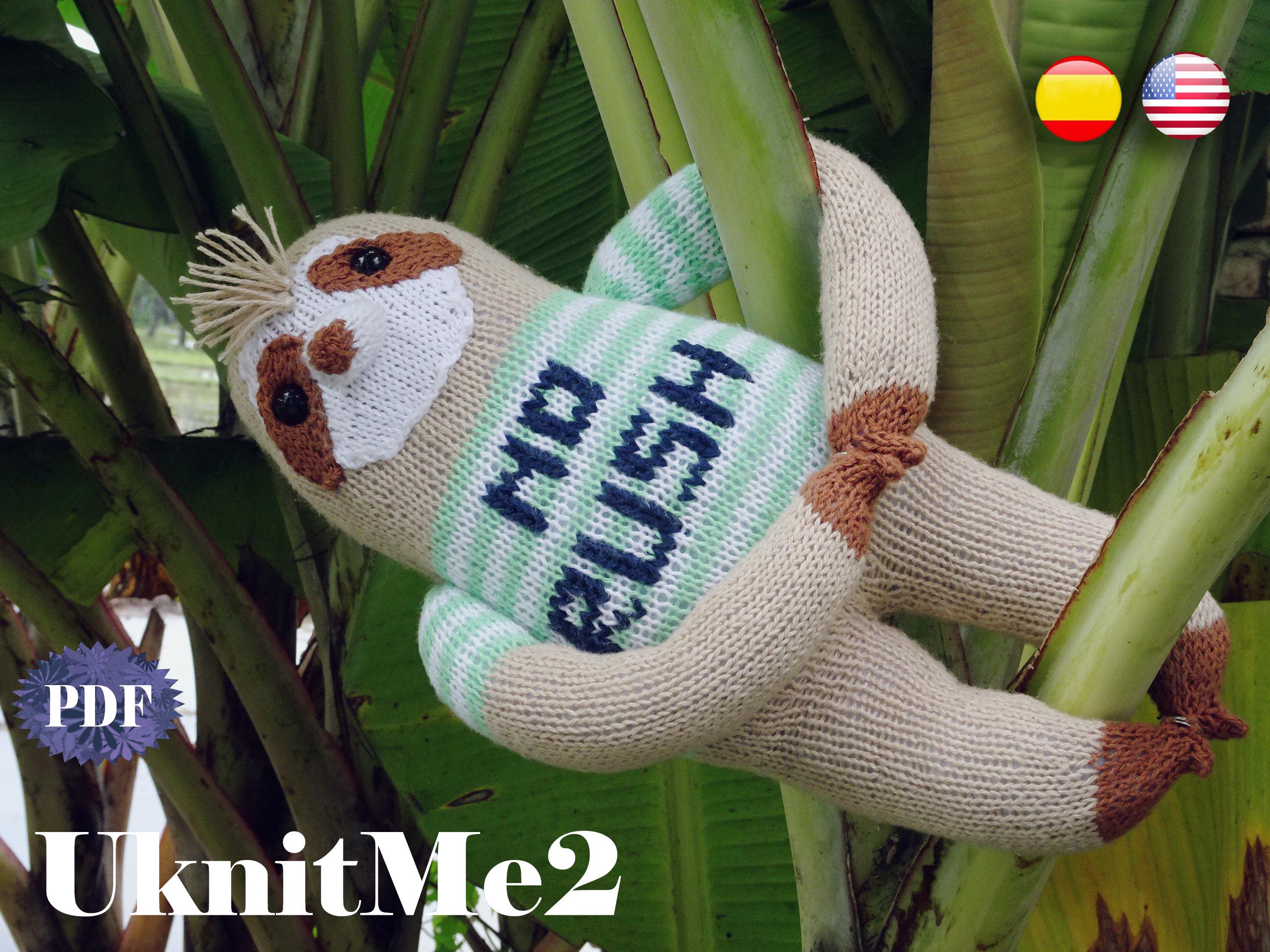Sloth Knit Pattern Amigurumi Knitting Animal Toy Sloth Bear Wild "no ...