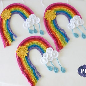 CROCHET PATTERN Rainbow Applique easy crochet applique crochet pattern decor, accessory, scrapbook, baby cloth , maternity door, wall hang image 5