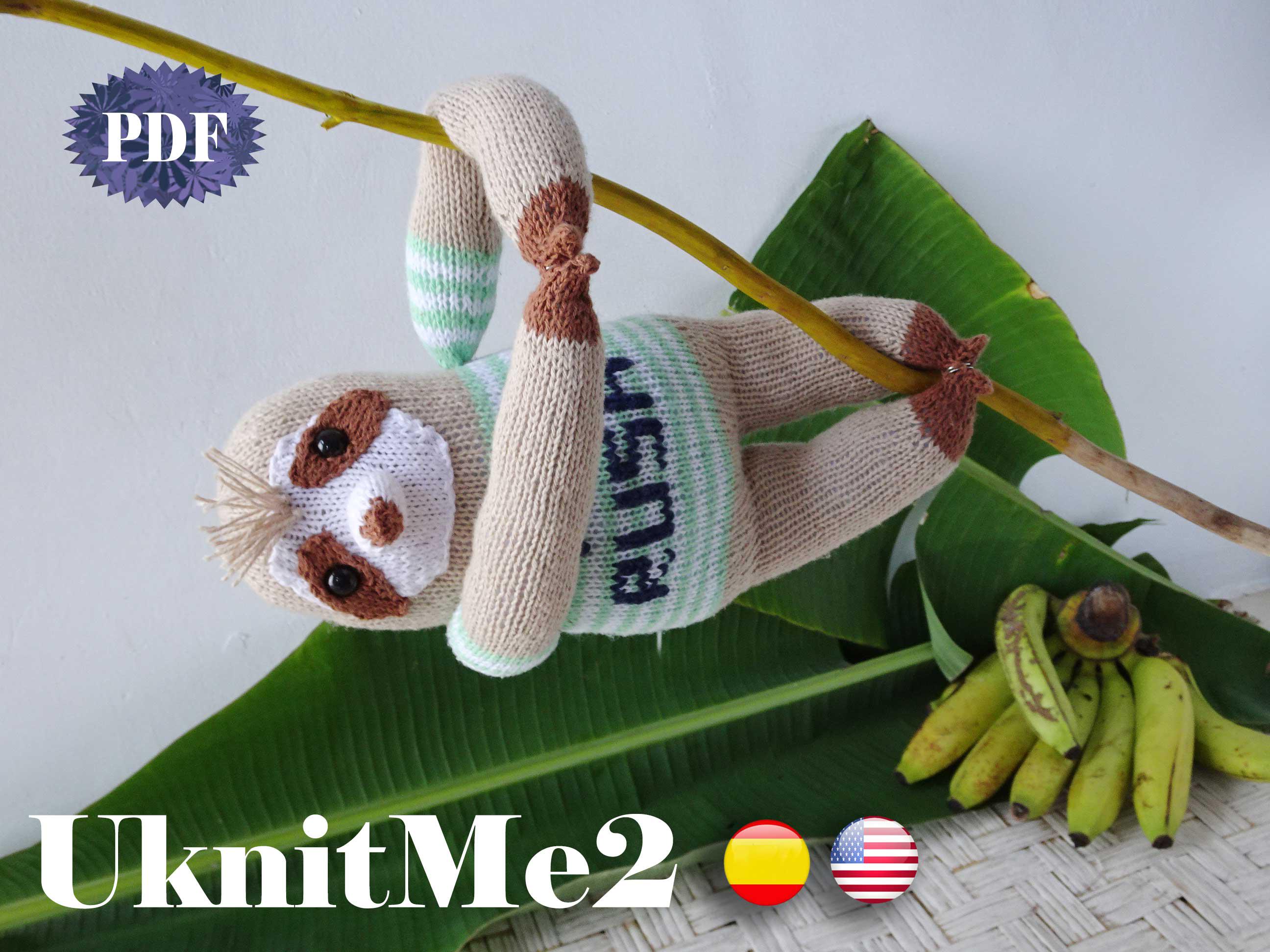 Sloth Knit Pattern Amigurumi Knitting Animal Toy Sloth Bear Wild "no ...
