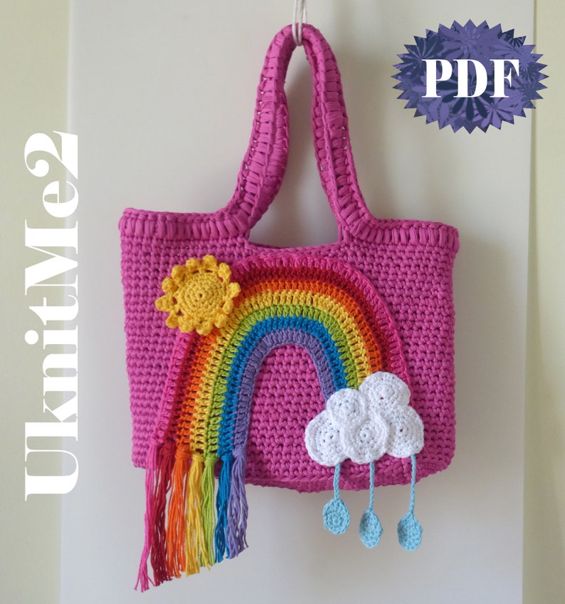 CROCHET PATTERN Rainbow Applique easy crochet applique crochet pattern decor, accessory, scrapbook, baby cloth , maternity door, wall hang image 7