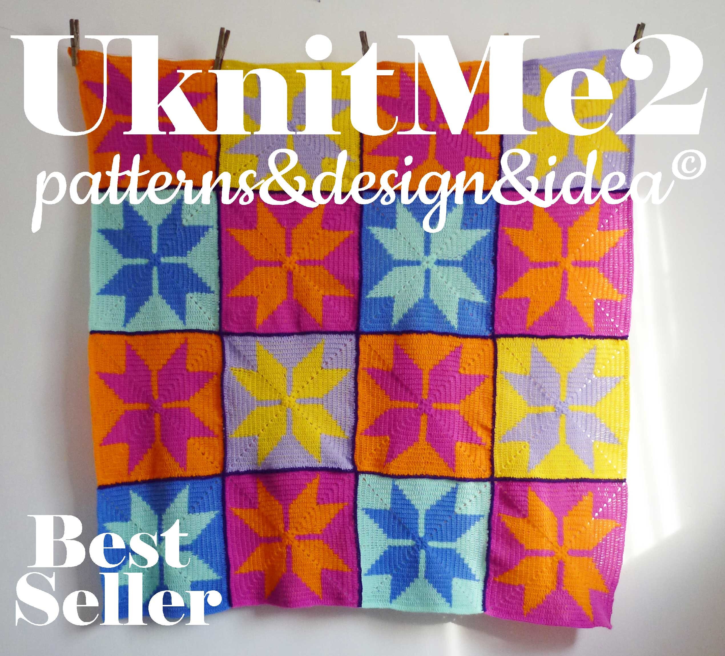 Blanket Crochet Pattern Tapestry Geometric granny square Etsy