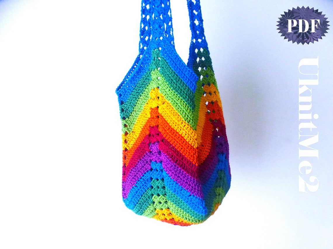 Solid Granny Square Bottom Bag Crochet Pattern Rainbow Etsy