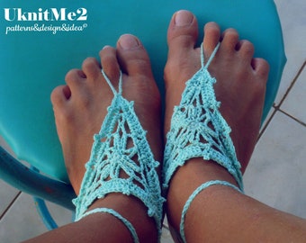 Barefoot Crochet Sandals Pattern - Wild beach sandles, yoga wear, foot jewelry, crochet barefoot sandals - beach accessory woman nude shoe