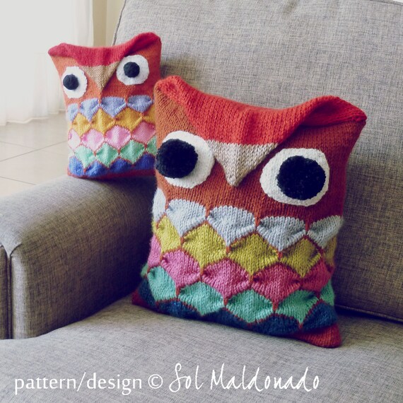 Knit Pillow Pattern Amigurumi Owl Knitted Animal Kids Decor Etsy