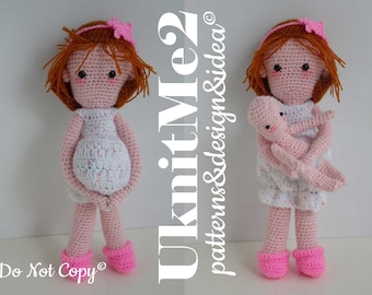 MOTHER Day Amigurumis Doll Crochet Pattern - Pregnant Mother (or NOT) Doll & baby Crochet Pattern  Amigurumi  PREGNANCY love motherhood doll