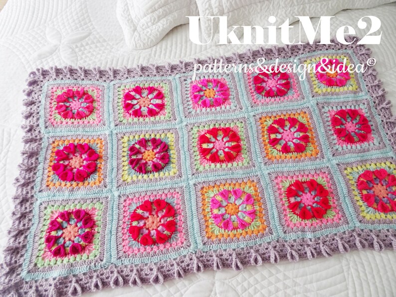 Crochet Blanket Pattern Granny Square Queen of Hearts Afghan Etsy