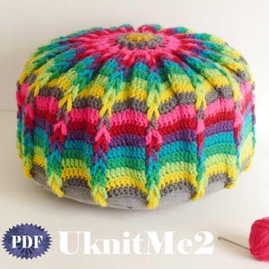 Häkelanleitung: Häkel-Pouf, Mandala Häkelanleitung, Foto-Anleitung, Häkelanleitung für Wandbehang, Mandala häkeln, runde Bodenkissen