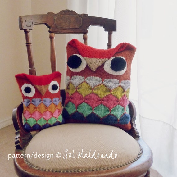 Items similar to Owl Pillow Knitting Pattern PDF Amigurumi toy