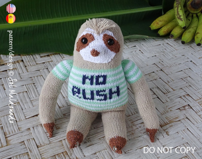 Knit Pattern Sloth Amigurumi Toy Knitting Pattern Sloth INSTANT DOWNLOAD Knitting Amigurumi Doll Bear Toy EnglishSpanish