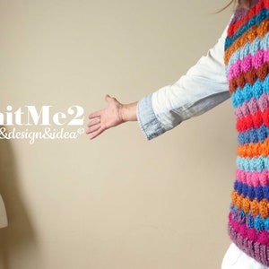 Vest Knit Pattern SCRAPS Tee Bubble Stitch vest knitting pattern Reuse Yarn Lefts ONE piece S/M/L beginner knits warm EASY image 7