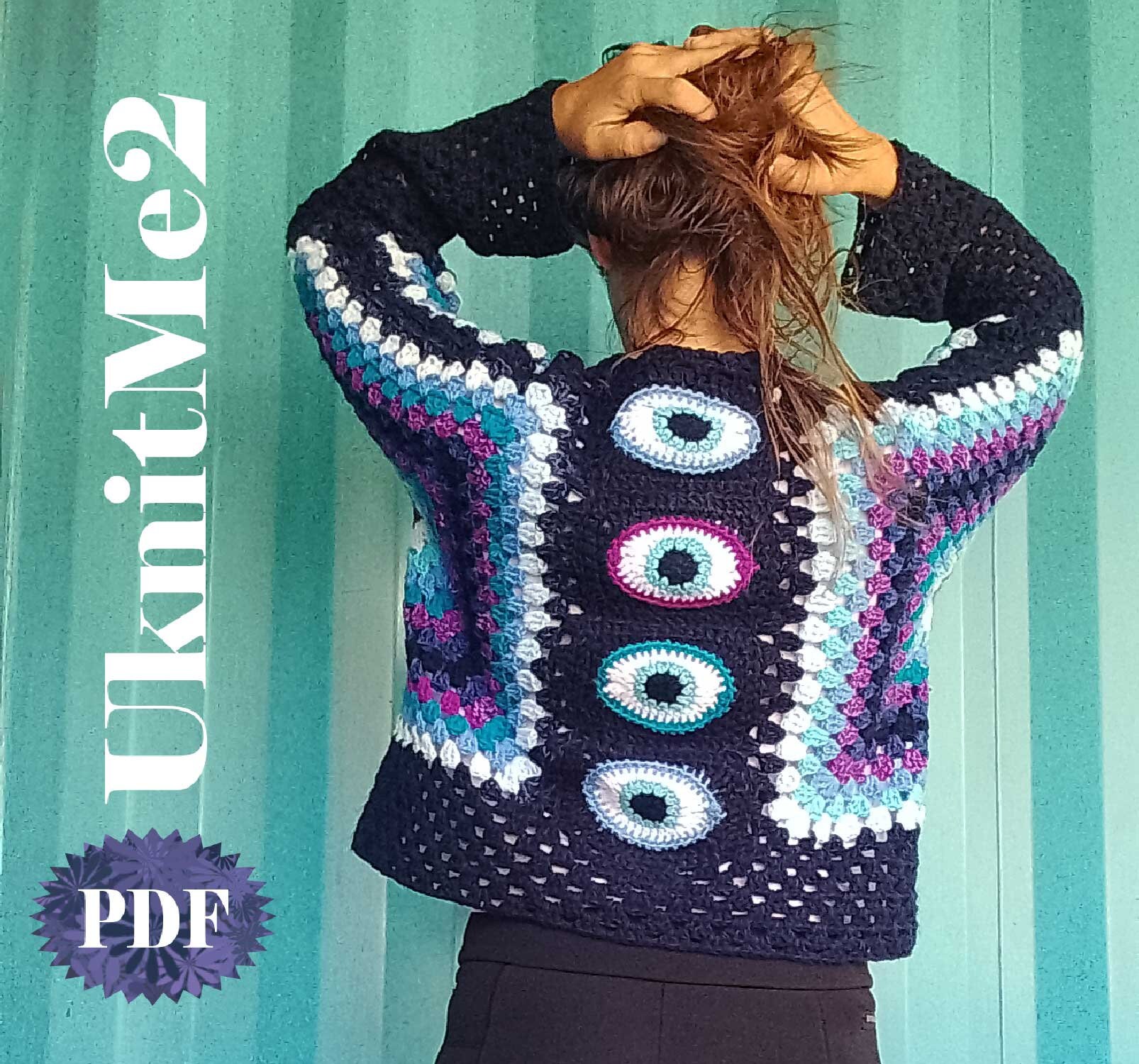 Hexagon Cardigan Crochet Pattern Third Eye Hexi Cardi Evil Eye