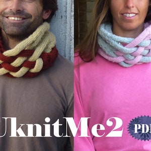 Cowl Knit Pattern Weave Unique man, woman, adult UNISEX knitting pattern Gift for him/her PHOTO tutorial Knit Cowl Professional PDF image 1