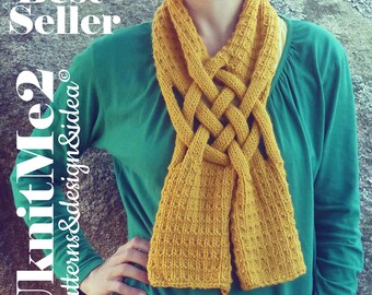Weave Scarf Knit Pattern - Unique man, woman, adult UNISEX knitting pattern - Gift for him/her - PHOTO tutorial Knit Scarf REAL Pattern