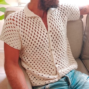 Wzór na szydełkową koszulkę damską/męską - My Man - Tutorial na szydełkową koszulkę - S, M, L - szydełkowa narzutka Jednoczęściowa modna koszulka dla babci Unisex