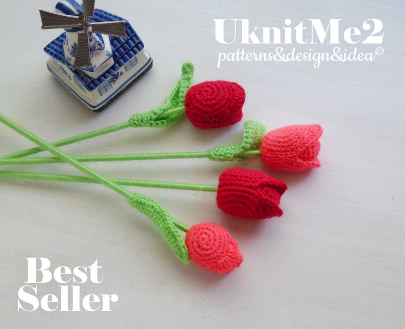 Tulip Crochet Flower Pattern Easy Beginner Crochet Flower Etsy