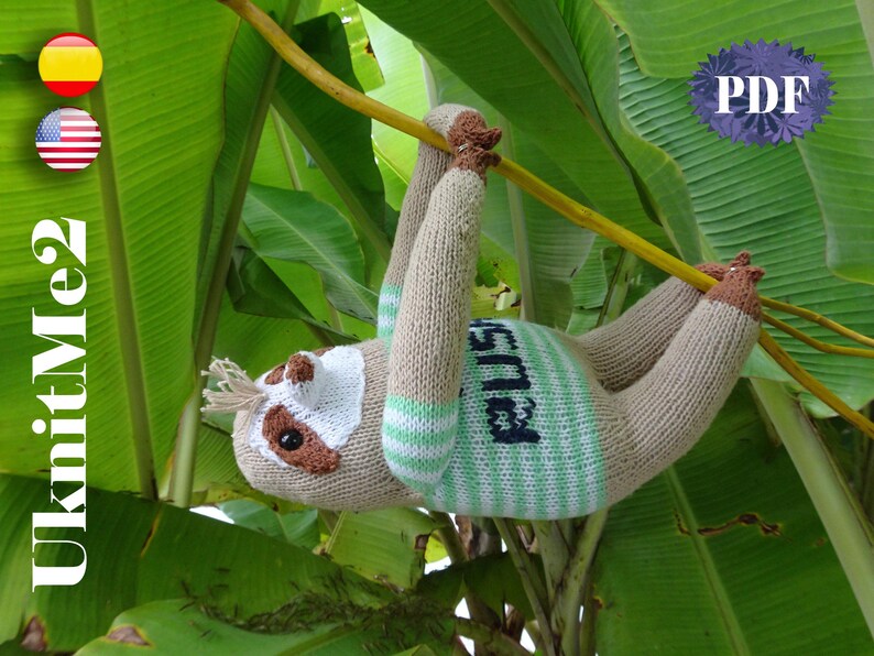 Sloth Knit Pattern Amigurumi Knitting Animal Toy Sloth Bear Wild "no ...