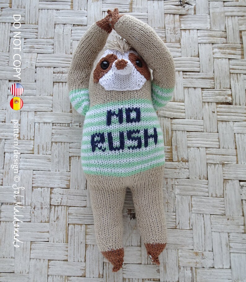 Knit Pattern Sloth Amigurumi Toy Knitting Pattern Sloth INSTANT DOWNLOAD Knitting Amigurumi Doll Bear Toy EnglishSpanish