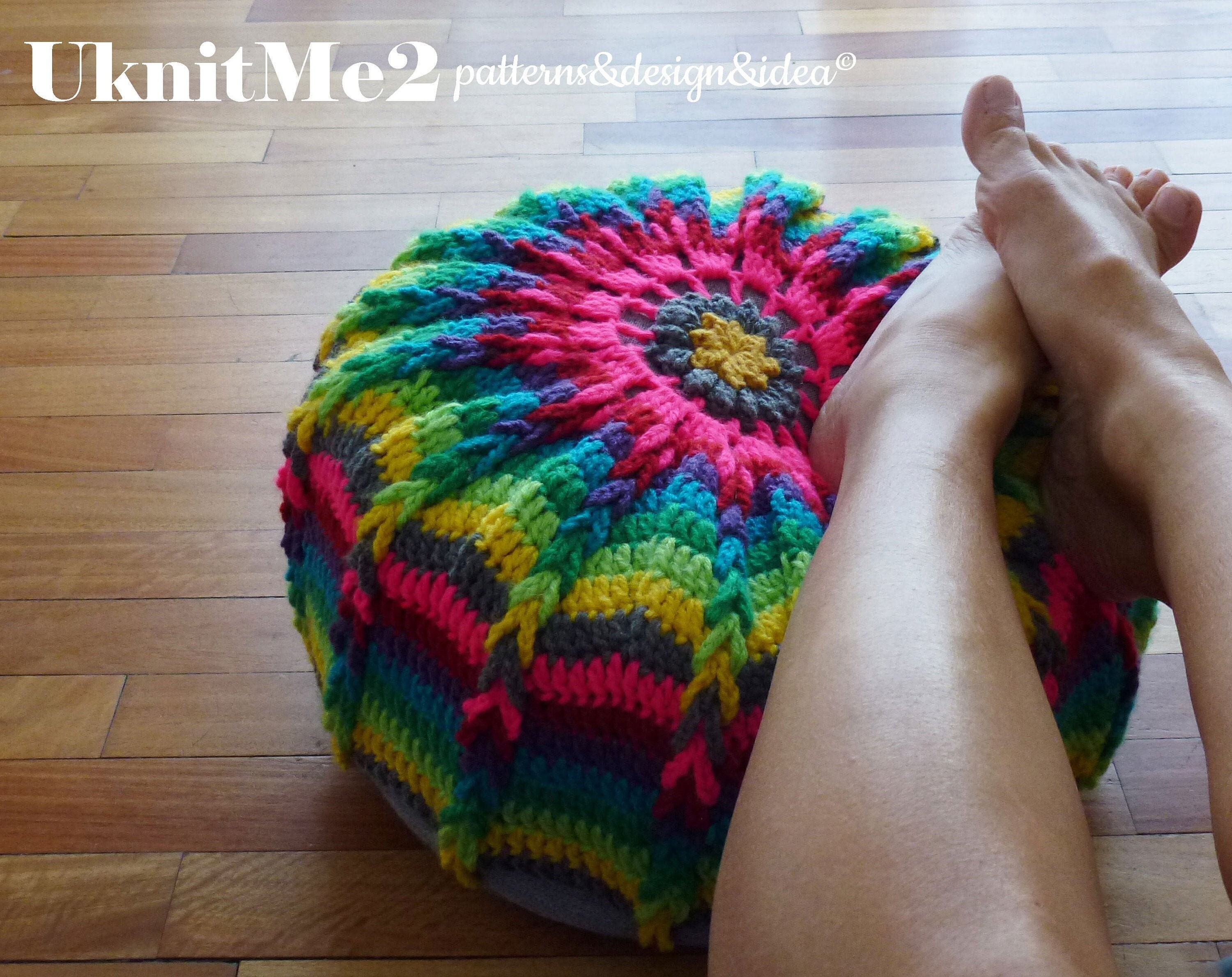 Crochet Pattern Video Tutorial Devon Pouf Footstooò DIY Tutorial Large  Crochet Pouf Poof, Ottoman, Pillow, Bean Bag, Floor Cushion 